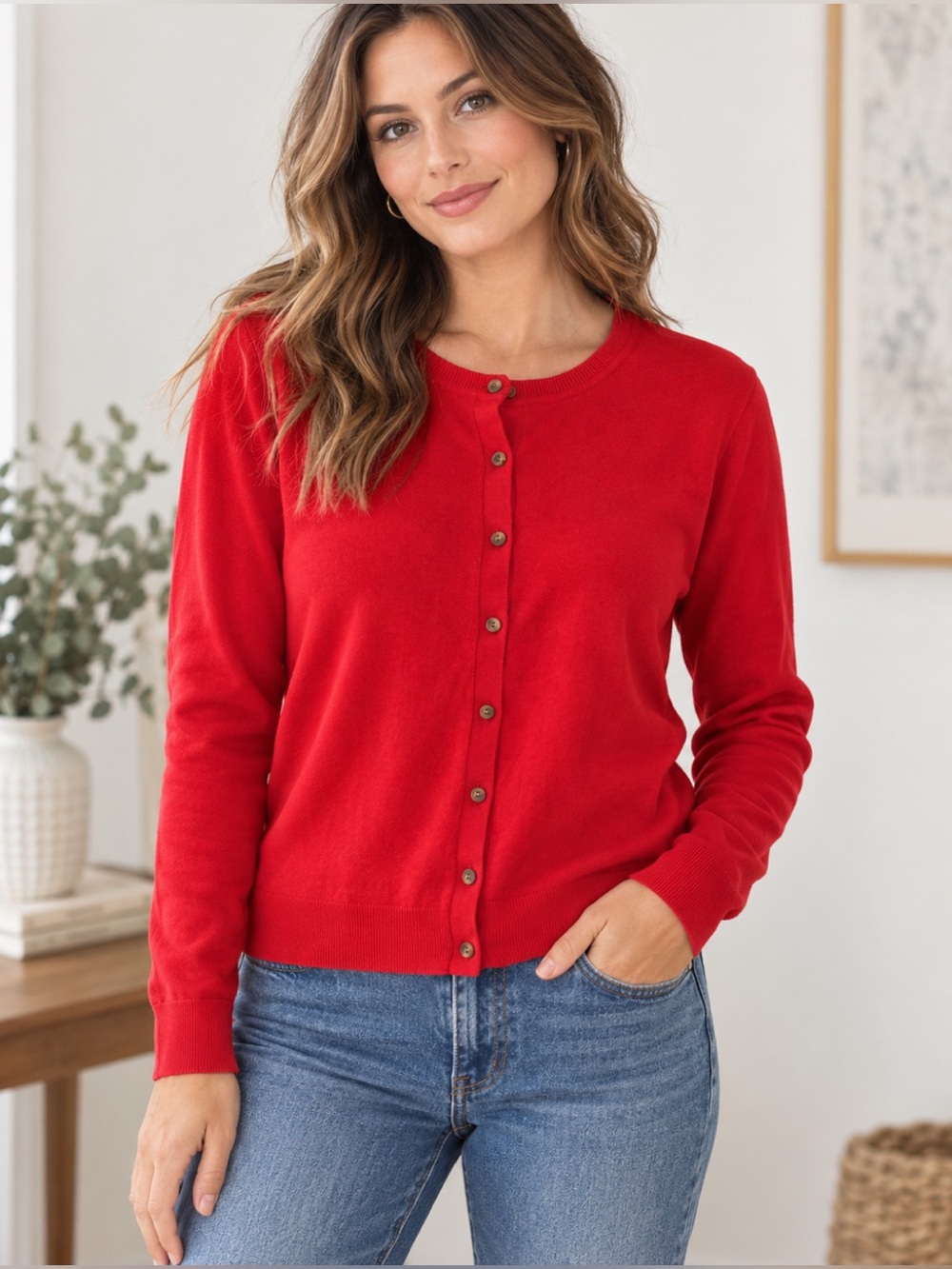 Ann Taylor LOFT Red Cotton Button Front Cardigan Sweater XL NWT Classic